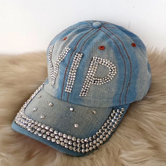 VIP Bling 💎 Denim Baseball Cap - Picture 2 of 12